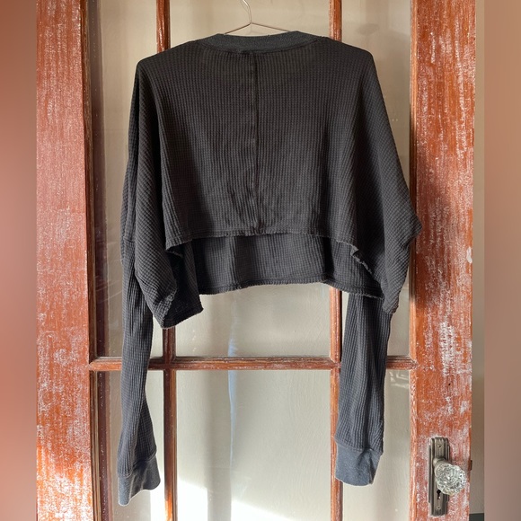 Urban Outfitters Out From Under Waffle Cropped Long sleeve Top - Picture 2 of 4